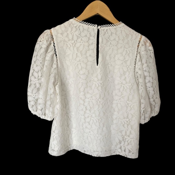LAUNDRY BY SHELLI SEGAL, Lace Puff Sleeves Blouse, Size Small - Picture 3 of 8